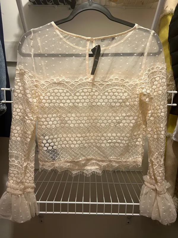 Bebe lace swiss dot long sleeve top - Image 3