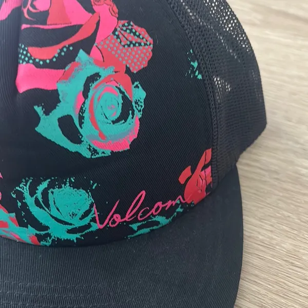 Volcom Black and Pink Floral Women's Cap - Image 3