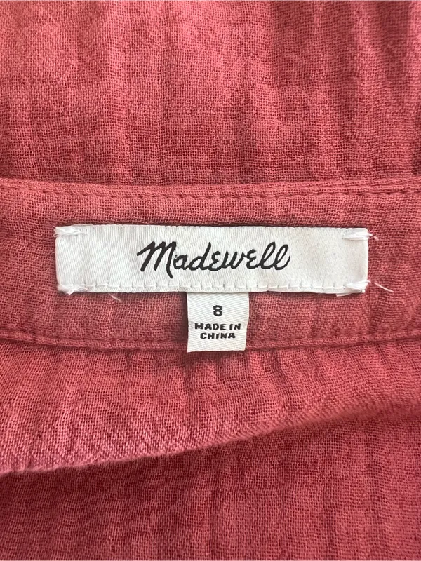 Madewell Gauze Tiered Mini Dress Pink Size 8 V-Neck Long Sleeve - Image 5