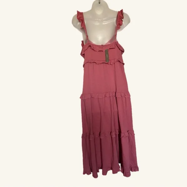 J. Crew Tiered Pink‎ Ruffled Maxi Dress Size Medium - Image 6