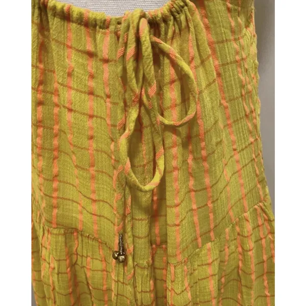 Free People $108 NWT Marigold Maxi Dress Plaid Cotton Woven Strappy Small - Image 5