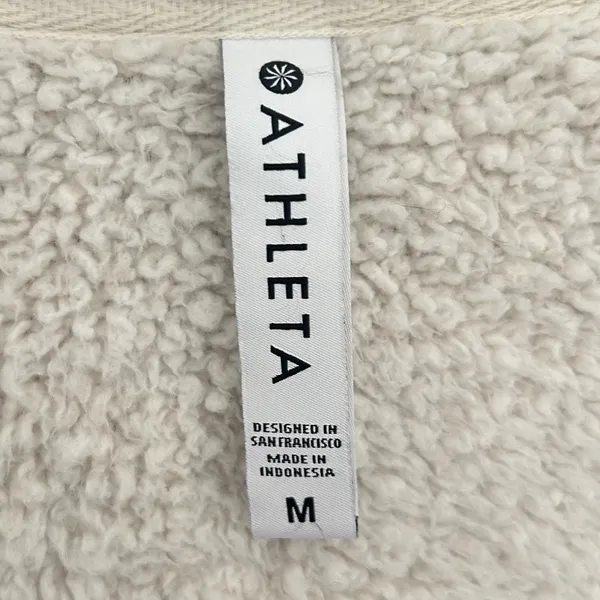 Athleta Tugga Jacket Womens M Sherpa Teddy Fleece Full Zip Cozy Ivory‎ Medium - Image 12