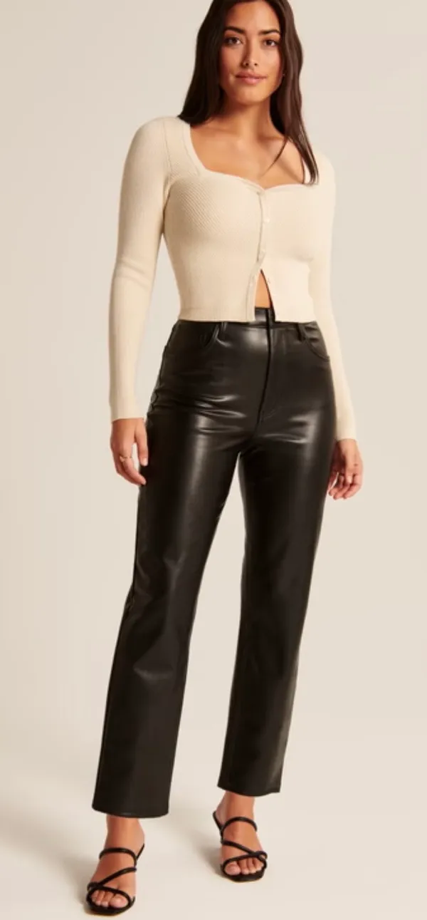 Abercrombie & Fitch The ankle straight ultra high rise curve love leather pants - Image 2