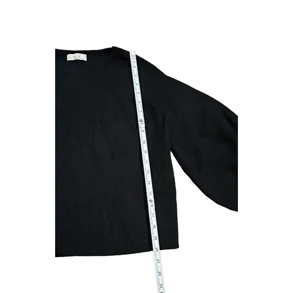 Oak + Fort basic black sweater with balloon sleeves‎ sz Small - Image 4