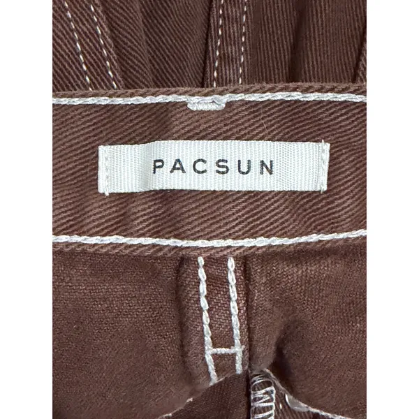 PacSun Brown Dad Jeans High Rise Straight Leg Contrast Stitch Size 25 Button Fly - Image 3