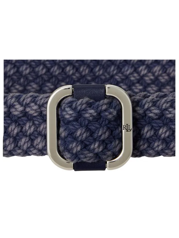 NWT Lauren Ralph Lauren Womens Slide-Buckle Woven Denim Belt Denim Blue L - Image 2