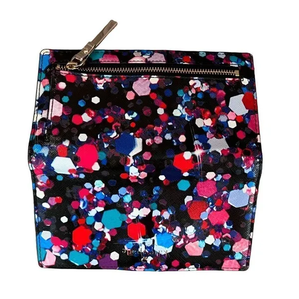 Kate Spade Grant Lane Bright Jewel Stacy Saffiano Leather Wallet‎ Black Multi - Image 2
