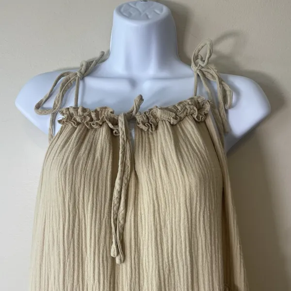 Anthropologie Charlie Holiday Senorita Maxi Dress Sz 8 Tan‎ Boho Tiered Sundress - Image 4