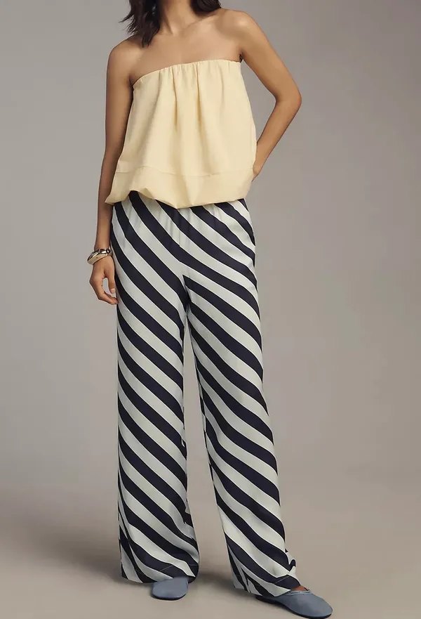 Anthropologie Maeve The Brooklin Printed Striped Wide-Leg Pull-On Pants, Size S - Image 5