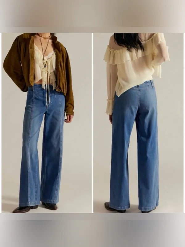 NWT Free People We The Free Libre Wide-Leg Jeans - blue goodie goodie - 32 - Image 2