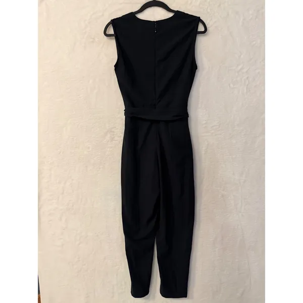 Abercrombie & Fitch Black Lace Inset V-Neck Sleeveless Belted Jumpsuit Size 0 - Image 6