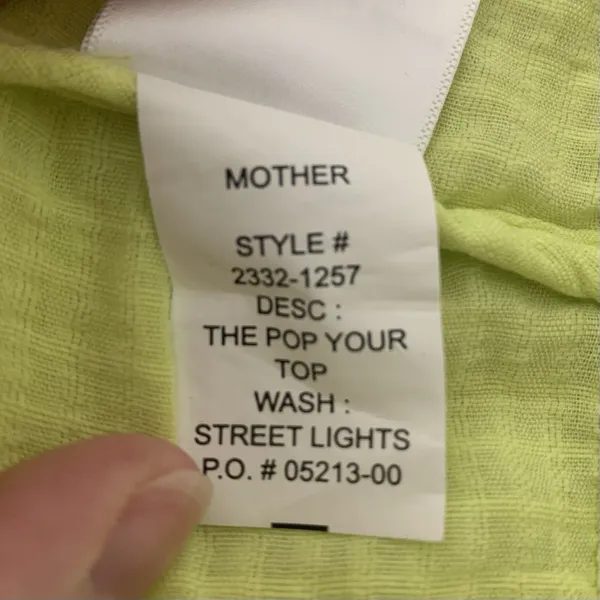 MOTHER Neon Yellow/green The Pop Your Top Street Lights Shirt Button Sz S - Image 9