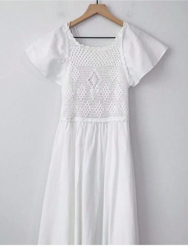 ZARA NWT Linen crochet Maxi Dress Size Small - Image 10