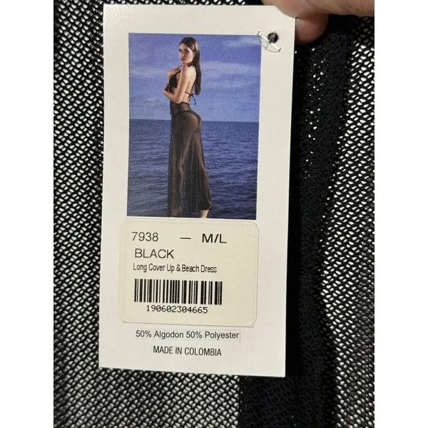 Mapalé NWT · M/L · Resort Swim Cover Up Dress · Sheer Mesh Long · Black - Image 6