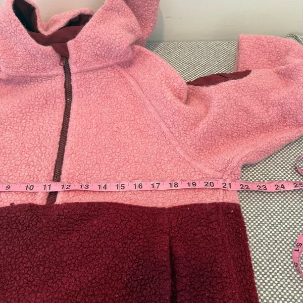 Outdoor Voices MegaFleece Half-Zip Hoodie in Truffle Pink Burgundy, Size Small - Image 9