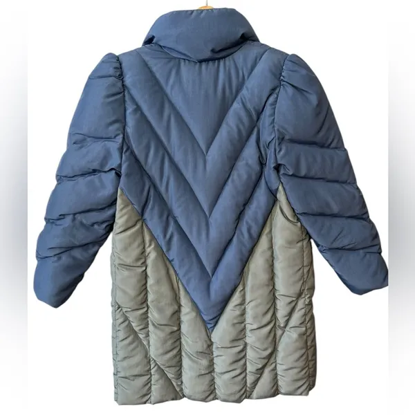Quilted Down Puffer Coat Colorblock Oversized Collar Artwear Lagenlook VTG ILGWU - Image 2