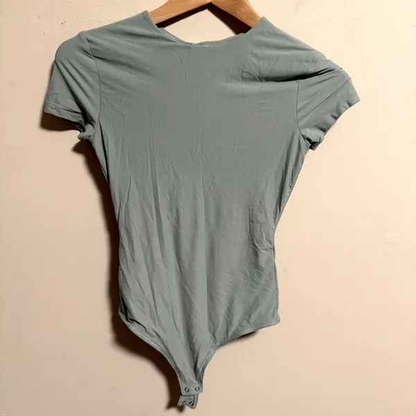 Abercrombie & Fitch Seamless Bodysuit Double Layer Moss Green High Neck-Size XS - Image 2
