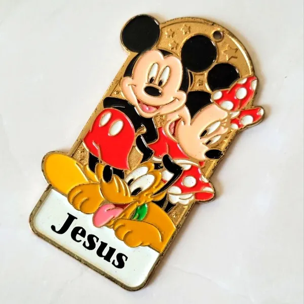 Vintage Disney Mickey Minnie Best Friends Jesus Name Keychain Charm - Image 2