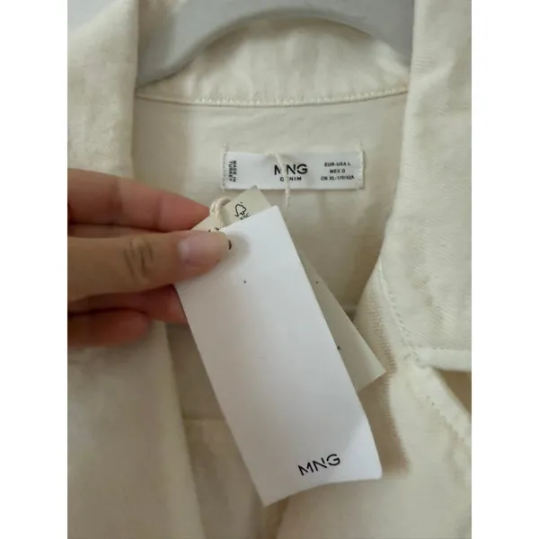 NWT Mango Buttons Denim Jumpsuit Cream White L - Image 5