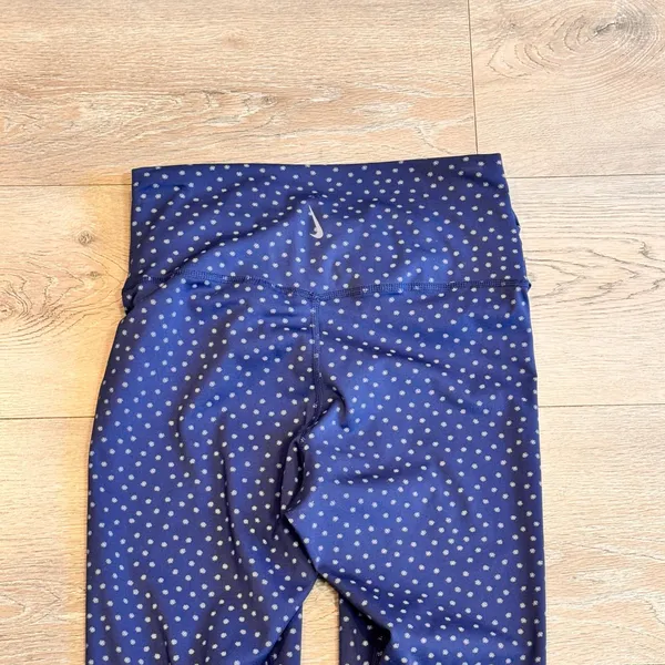 Nike Dri-FIT Womens Medium M‎ Blue Polka Dot High Waisted Yoga Running Leggings - Image 4