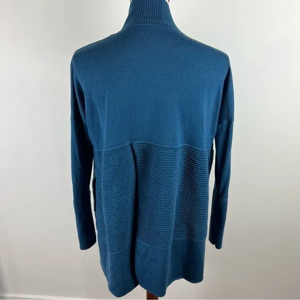 Lululemon Merino Sit In Lotus Wrap II Petrol Blue Open Front Cardigan Size 6 - Image 4