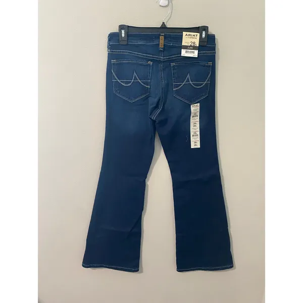 New Ariat Ultra Stretch Perfect Rise Flare Jeans Women's 28 Short Dark Wash - Image 4