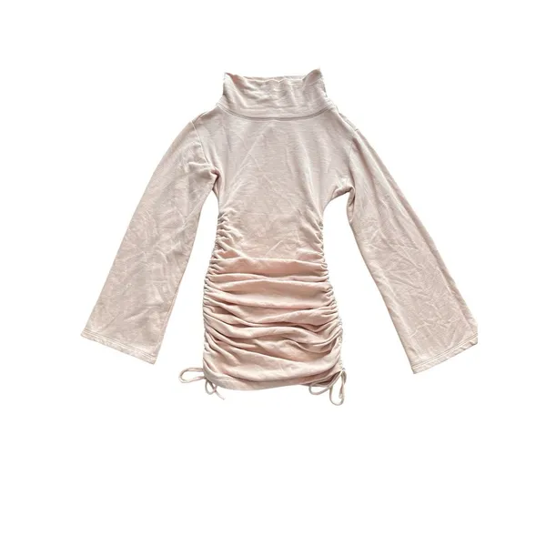 Daily Practice Anthropologie High Neck Long Sleeve Ruched Mini Dress XXS Pink‎ - Image 3