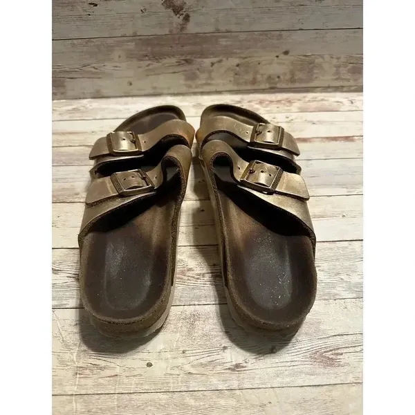 Birkenstock Arizona Soft Footbed Sandal Metallic Size 41 10 Copper Slip-on Boho - Image 2