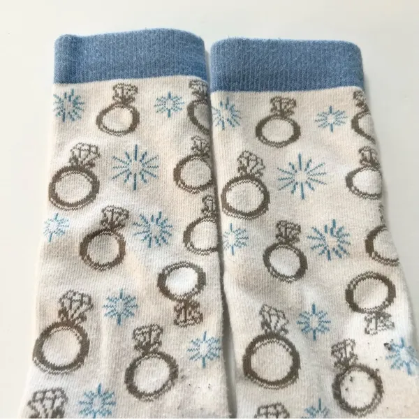 Womens I Said Yes Socks White and Blue Engagement Wedding Bride Gift - Image 7