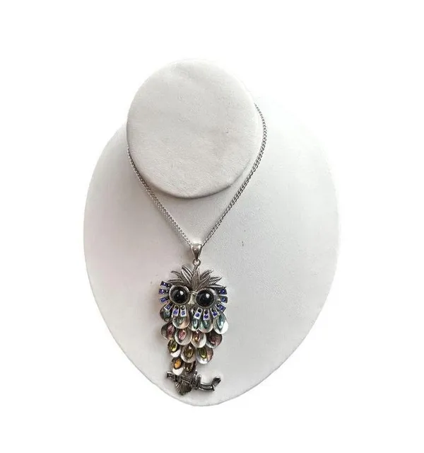 Black eyed own silver long necklace rhinestones and colorful! - Image 4