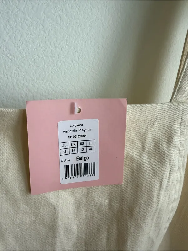 Showpo Aspatria Beige Canvas Belted Playsuit Romper NWT Size 12 - Image 5