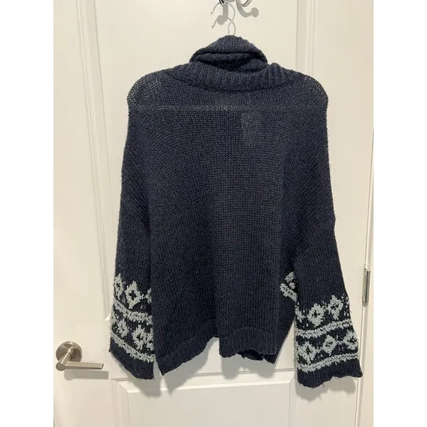 Free People Sweater Woman S Oversized Chunky Knit Split Neck Wool Blend Boho - Image 2