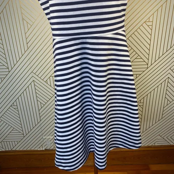 Draper James Stripe Ponte‎ A-Line Dress Navy Coral - Image 6