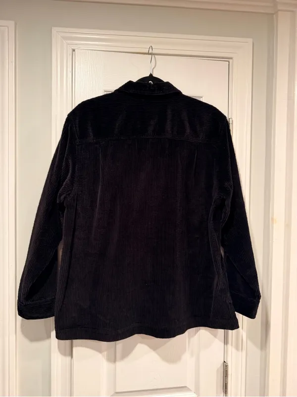 L.L.Bean Size M Petite Black Corduroy Cotton Button Front Shirt Jacket Shacket - Image 8