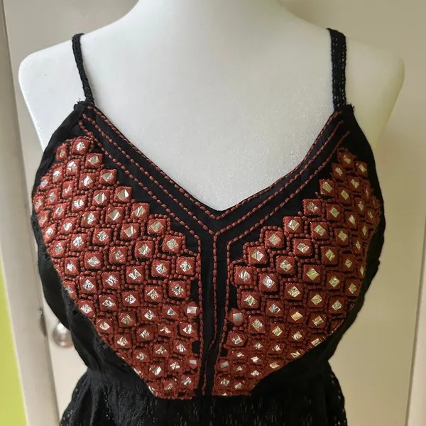 NWT - RAGA - Black Lace Top with rhinestone - Image 2