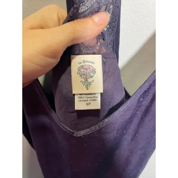 In Bloom by Jonquil Camisole Women Small Purple Lace Trim Racerback Tank Top - Image 4