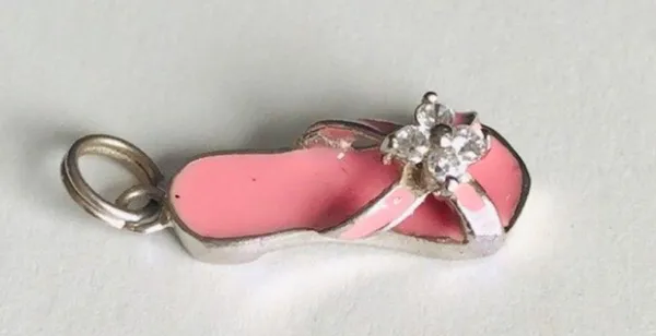 925 Sterling Silver Pink Flip Flop Pendant Charm - Image 4