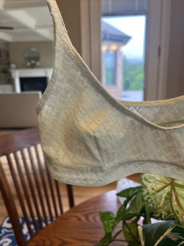 SKIMS Lace Semi SheerLogo Light Yellow Beige Bra Women’s XXS - Image 4