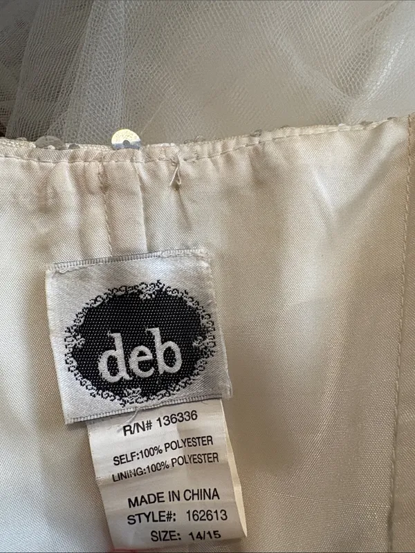 Deb VINTAGE Size 14 15 Ivory Sequin Strapless Sweetheart Cocktail Dress - Image 3