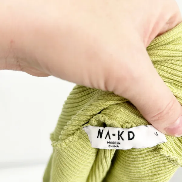 Na-Kd Womens Basic Summer Crisscross‎ Rib Knitted Off Shoulder Top Size M Green - Image 4
