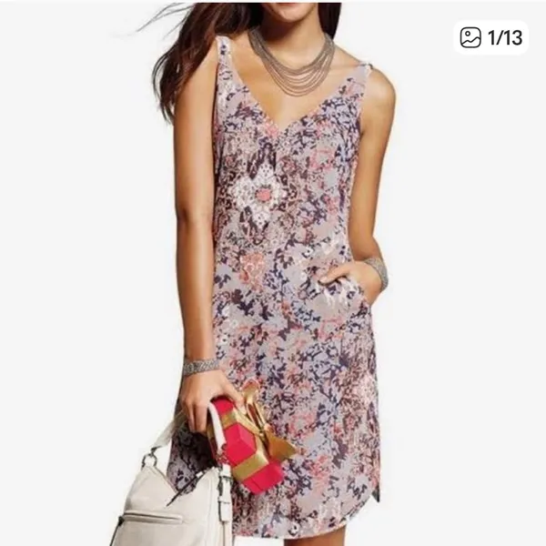 CAbi Dress Medium Multicolor Abstract Mini Pockets Adjustable Straps Lined - Image 2