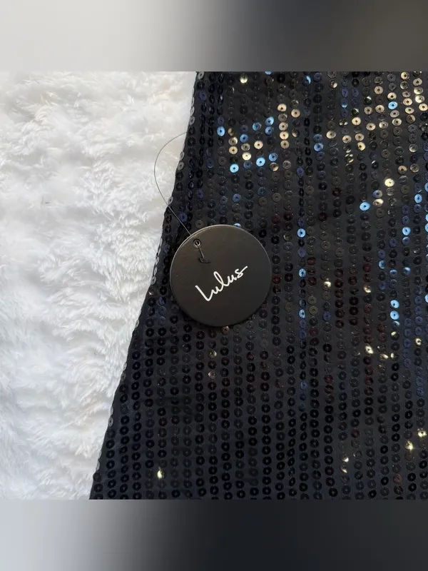 NWT LULUS Women Beachside Stunner Black Sequin Swim Cover-Up Size Medium - Image 10