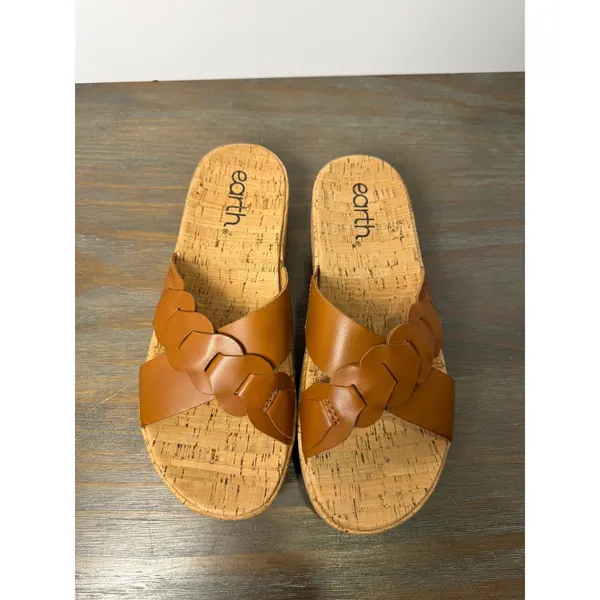 Earth Scotti‎ Leather Platform Slide Sandals Cork Comfort Size 9 NWT - Image 8
