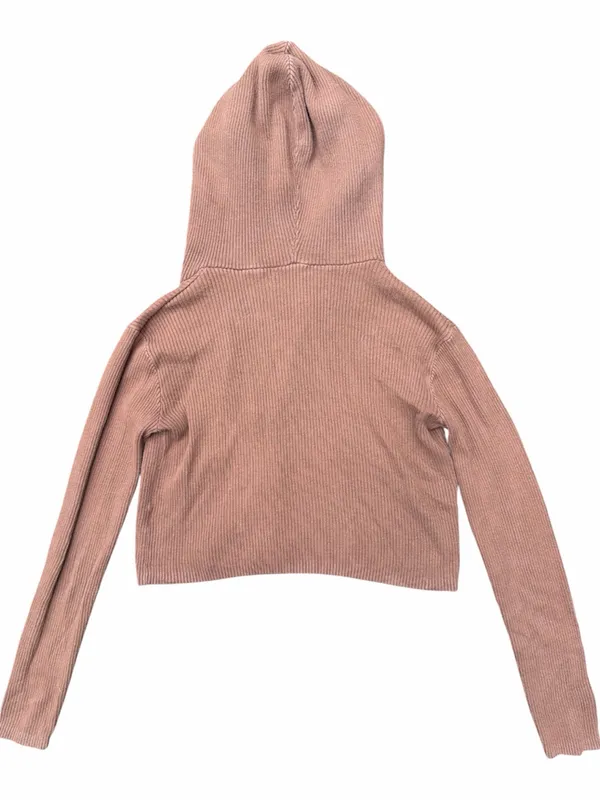 Brandy Melville Brown Ribbed Double-Zip Crop Top - Image 3