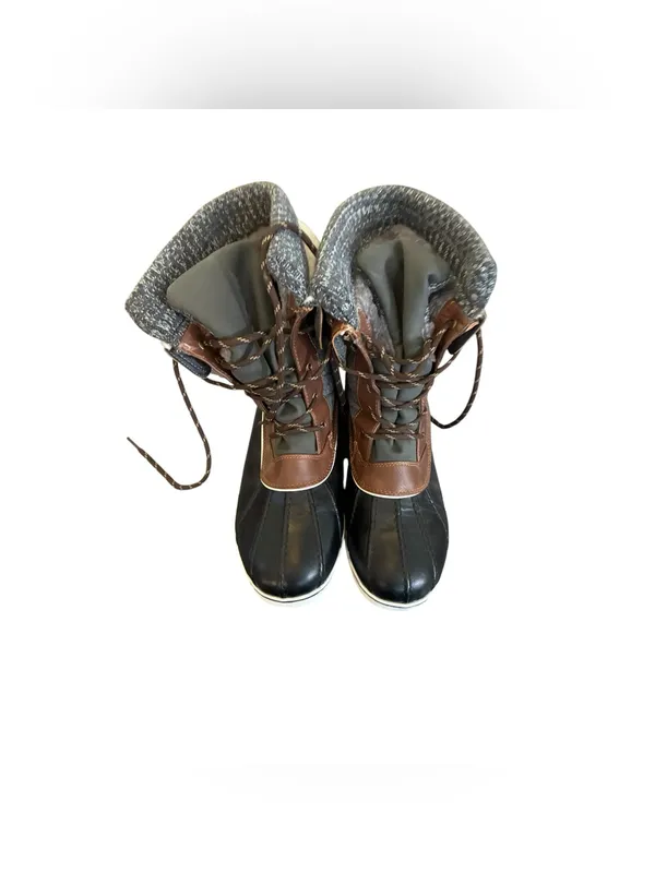 Dream Paris Duck Boots Faux Fur Lace Up Winter Black Gray 10 - Image 4