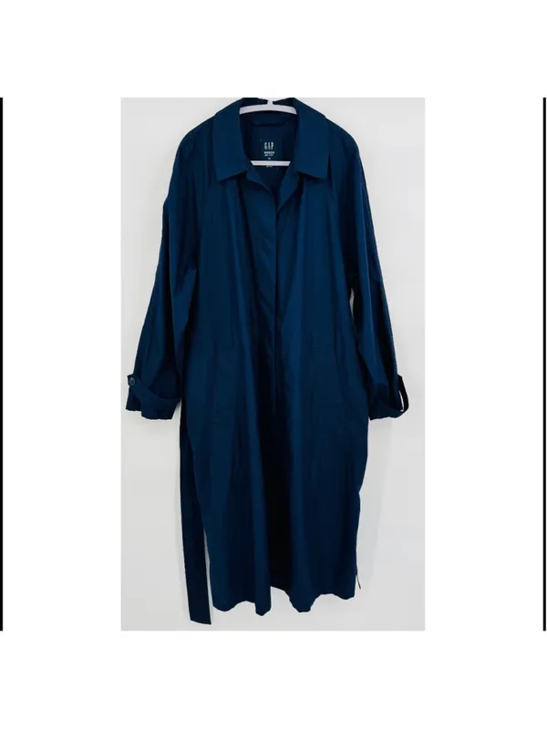 Gap Oversized Mac Trench Coat Navy Blue Size XL - Image 2