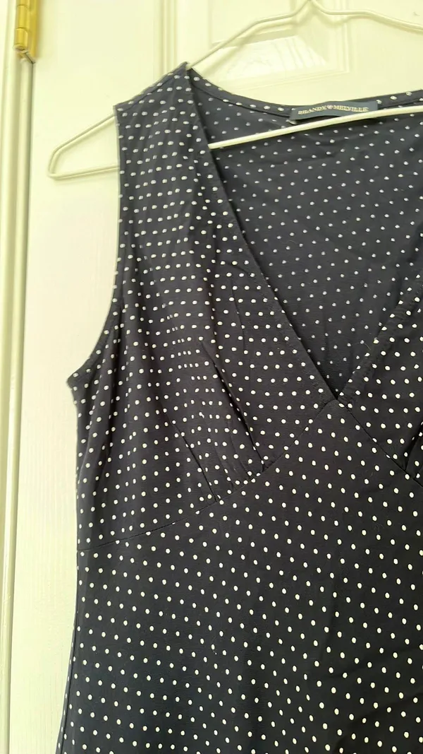 Brandy Melville Polka Dot Navy + White Dress - Image 2