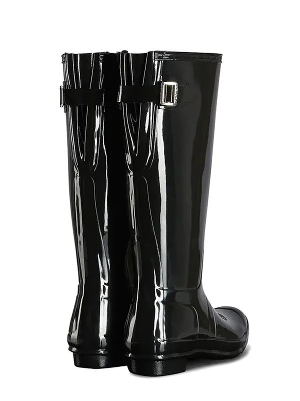 Hunter Black Original Adjustable Gloss Talk Rain Boots - Image 3