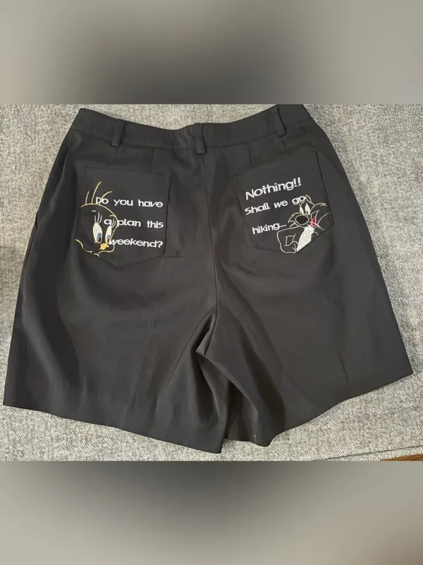 Enzoro‎ Valentino Looney Tunes Embroidered Shorts M Korea Tweety Sylvester - Image 2