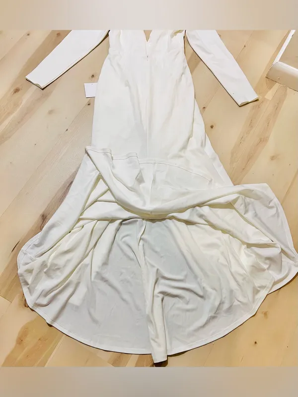 Lulus NWT Medium Stunning White Long Sleeve Mermaid Maxi Wedding Dress Bride - Image 7